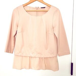 Club Monaco soft pink peplum blouse with silk hemline (women size S)